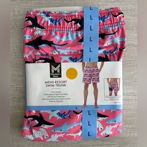 Member's Mark Men's Shark Pink & Blue Resort Swim Trunk Size Large